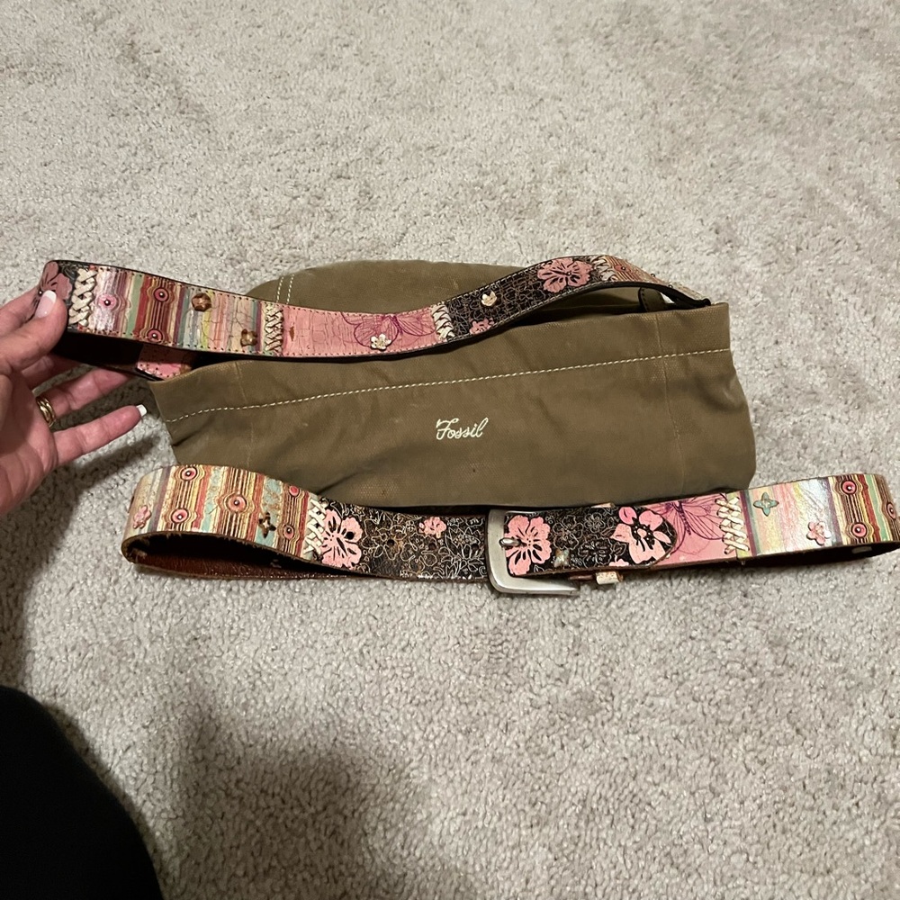 Fossil, medium size belt and shoulder bag to match